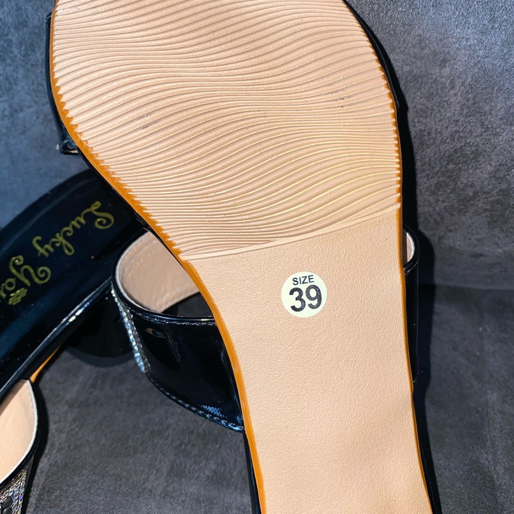 Slip on open toe chunky heel sandal jeweled - Picture 4 of 5